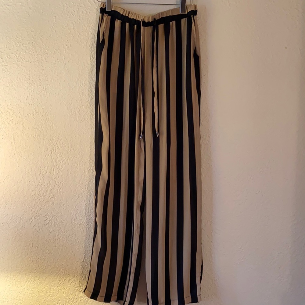 Camel and black striped pants